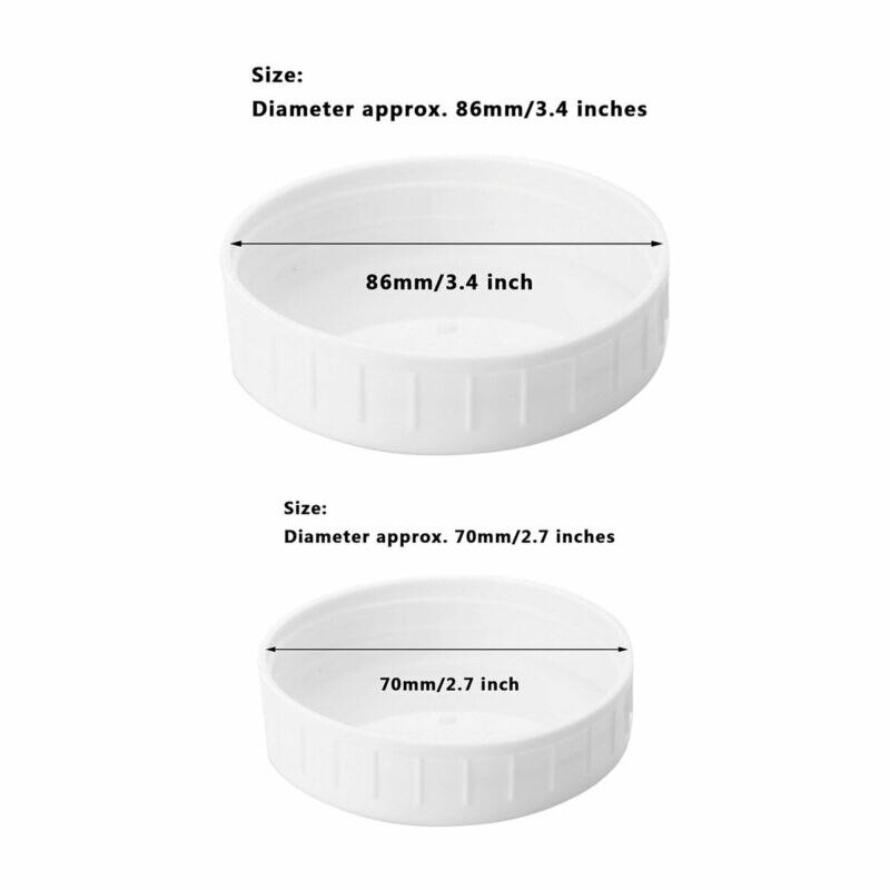 20 ks plastových úložných uzáverov s rebrovanými viečkami pre štandardnú fľašu Mason Jar s priemerom 70 mm/86 mm