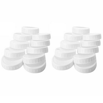 20 бр. Пластмасови капачки за съхранение, оребрени капаци за 70 mm/86 mm стандартна бутилка Mason Jar с обикновена уста