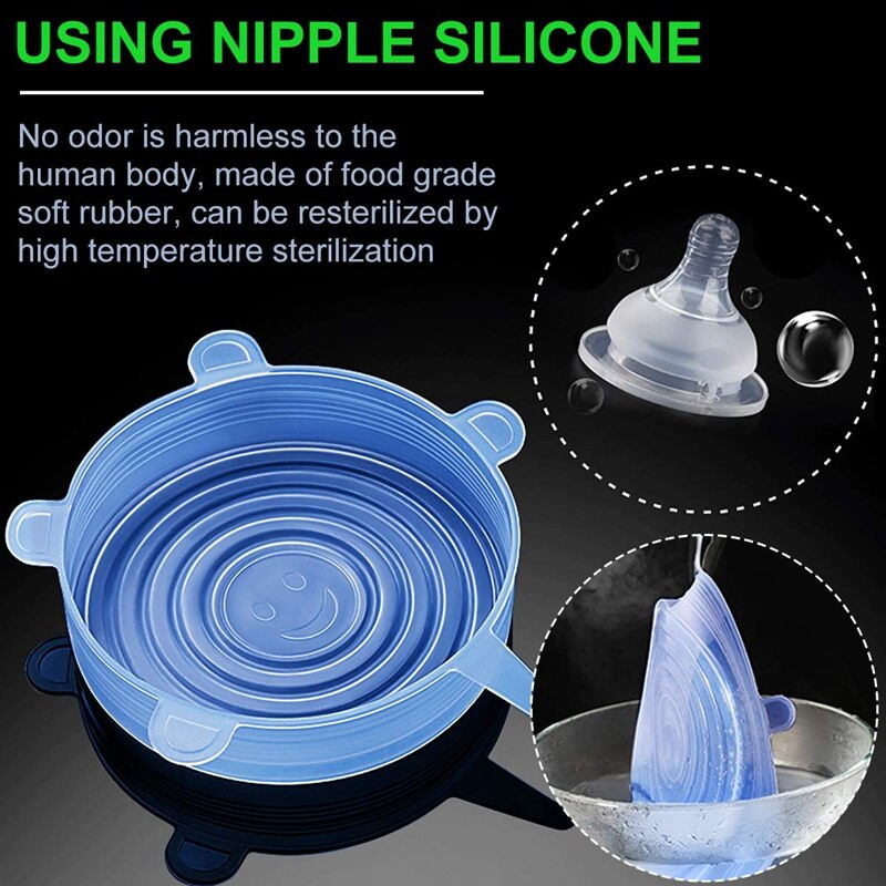 12 db kerek és szögletes méretű szilikon fedők fedelek sztreccs szilikon fedők burkolatok szilikon fedők ételtál fedelek, újrafelhasználható élelmiszerek sa