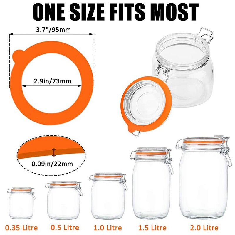 12 pakuotės silikono pakaitinė tarpinė, sandarūs guminiai sandarikliai, žiedai, skirti Mason stiklainių dangčiams, sandarus konservavimo silikonas