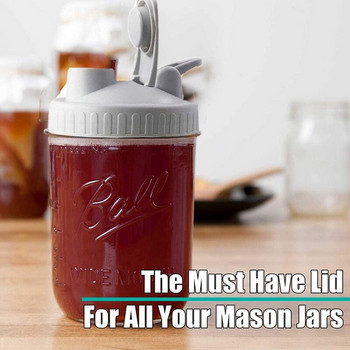 Καπάκι βάζου Mason, 3 τεμάχια στεγανό καπάκι με αναδιπλούμενο καπάκι κατάλληλο για βάζο με πλατύ στόμα (δεν περιλαμβάνεται το βάζο)