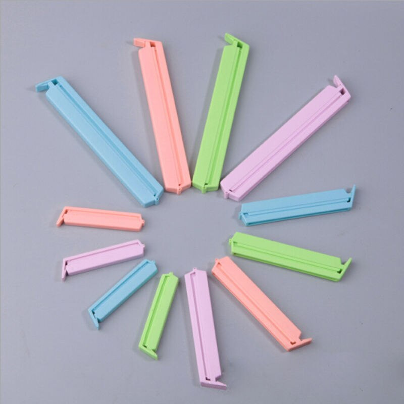 12x virtuvės plastikinė saugykla Maisto užkandžių sandarinimo maišelio spaustukai Sandarinimo spaustukai S,M,L