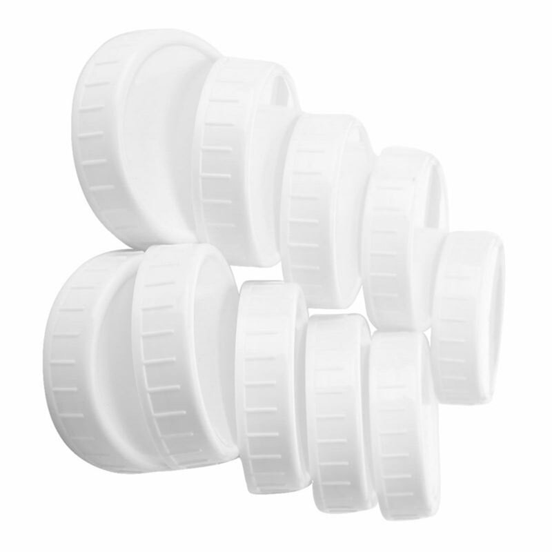 20 db műanyag tároló kupak bordázott fedő normál normál szájú befőttesüveghez, 86 mm és 70 mm
