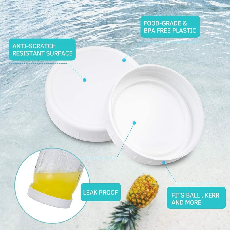 Pachete de 16 capace pentru borcane Mason cu gură largă, capace de depozitare din plastic pentru borcane de conserve, suprafață rezistentă la scurgeri și la zgârieturi