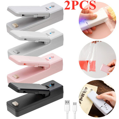 2/1 vnt. 2 IN 1 USB įkraunamas mini maišelio sandariklis vakuuminis karštas sandariklis Nešiojami sandarikliai Užkandžių maišelio spaustukas plastikiniam maišeliui maistui laikyti