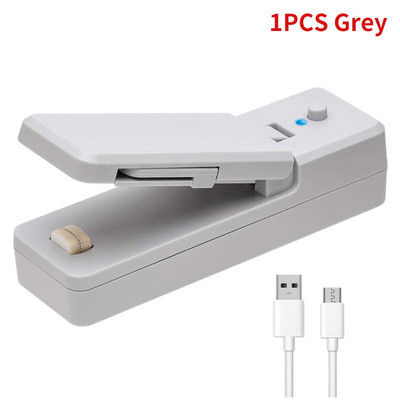 2/1 ks 2 v 1 USB nabíjateľná mini uzatvárateľná fólia na vrecká, vákuové uzatvárateľné fólie, prenosná uzatvárateľná fólia na občerstvenie, klip na vrecko na plastové vrecko, skladovanie potravín