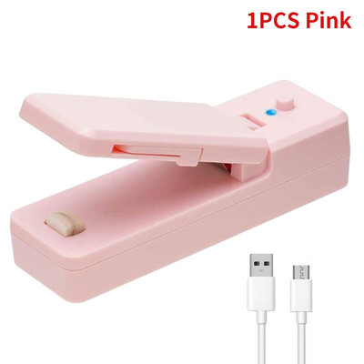 2/1 ks 2 v 1 USB nabíjateľná mini uzatvárateľná fólia na vrecká, vákuové uzatvárateľné fólie, prenosná uzatvárateľná fólia na občerstvenie, klip na vrecko na plastové vrecko, skladovanie potravín