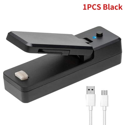 2/1 ks 2 v 1 USB nabíjateľná mini uzatvárateľná fólia na vrecká, vákuové uzatvárateľné fólie, prenosná uzatvárateľná fólia na občerstvenie, klip na vrecko na plastové vrecko, skladovanie potravín