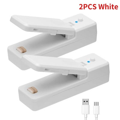 2/1 ks 2 v 1 USB nabíjateľná mini uzatvárateľná fólia na vrecká, vákuové uzatvárateľné fólie, prenosná uzatvárateľná fólia na občerstvenie, klip na vrecko na plastové vrecko, skladovanie potravín