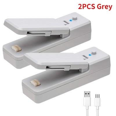 2/1 ks 2 v 1 USB nabíjateľná mini uzatvárateľná fólia na vrecká, vákuové uzatvárateľné fólie, prenosná uzatvárateľná fólia na občerstvenie, klip na vrecko na plastové vrecko, skladovanie potravín