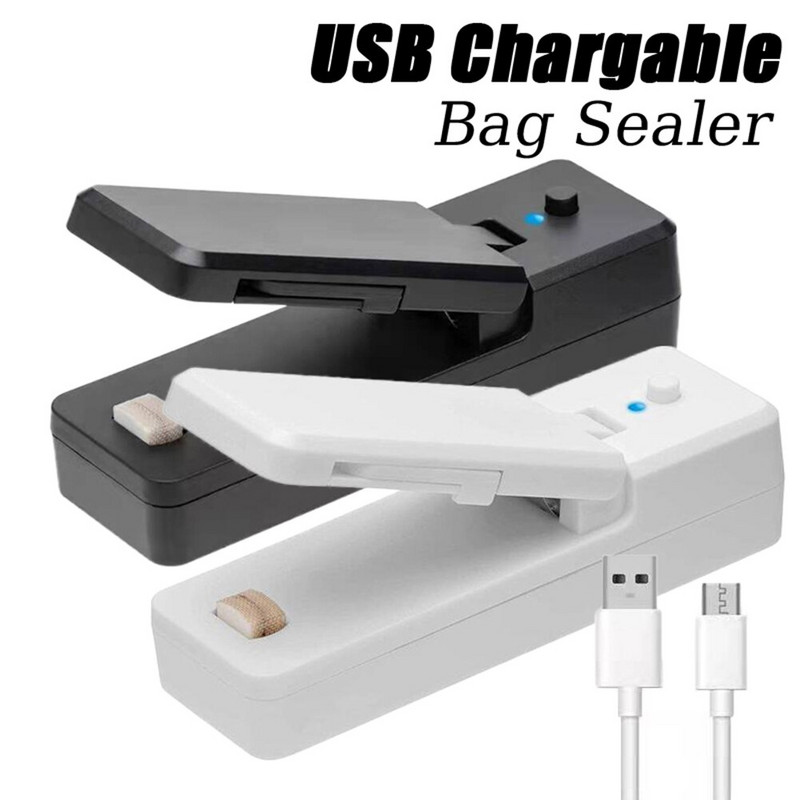 2/1 ks 2 v 1 USB nabíjateľná mini uzatvárateľná fólia na vrecká, vákuové uzatvárateľné fólie, prenosná uzatvárateľná fólia na občerstvenie, klip na vrecko na plastové vrecko, skladovanie potravín