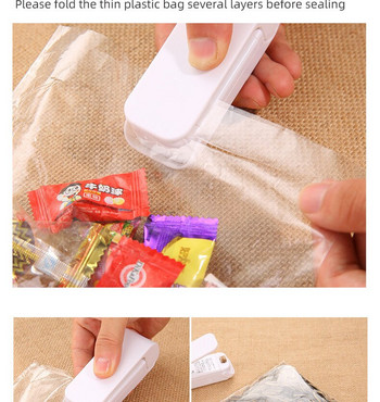 Σφραγιστικό σνακ μπαταρίας 1 τεμ. Μικρή μίνι φορητή τσάντα Heat Sealer Πλαστική συσκευασία αποθήκευσης τσάντα Κλιπ σφράγισης Gadgets κουζίνας