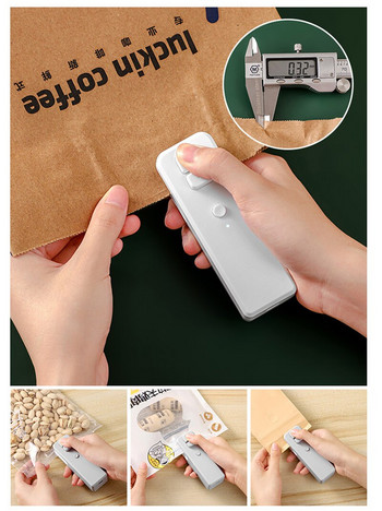 2 ΣΕ 1 USB Φορτιζόμενη φορητή μίνι σφράγιση σπιτιού Θερμοσακούλα πλαστική σνακ τροφίμων Μηχάνημα σφράγισης τσάντας τσάντας Mini Vacuum Food Sealers