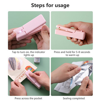 USB Mini Sealer 2-σε-1 Heat Sealers Επαναφορτιζόμενα φορητά θερμοκολλητικά με κόφτη μαχαιριών για πλαστική σακούλα αποθήκευση τροφίμων