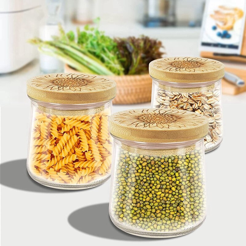 Poklopci za staklenke Okrugli poklopci za staklenke od bambusa za višekratnu upotrebu Drveni poklopci Ukrasni poklopci od bambusa sa silikonskim brtvenim prstenovima 6 kom.