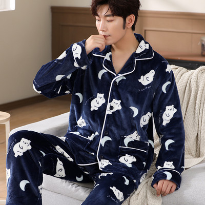 Pijamale bărbați din două piese toamnă-iarnă