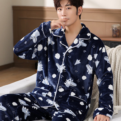 Pijamale bărbați din două piese toamnă-iarnă