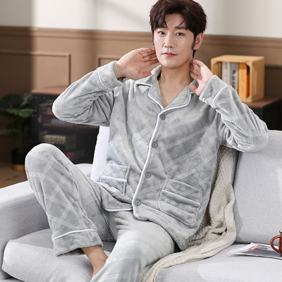 Pijamale bărbați din două piese toamnă-iarnă