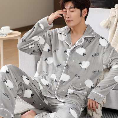 Pijamale bărbați din două piese toamnă-iarnă