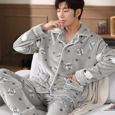 Pijamale bărbați din două piese toamnă-iarnă