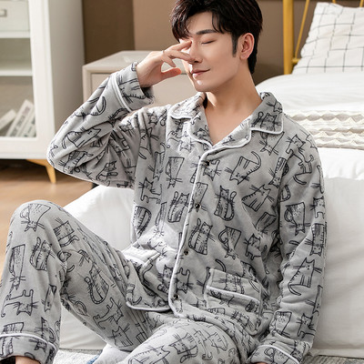 Pijamale bărbați din două piese toamnă-iarnă