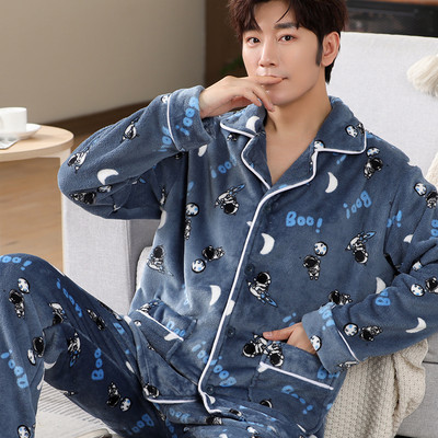 Pijamale bărbați din două piese toamnă-iarnă