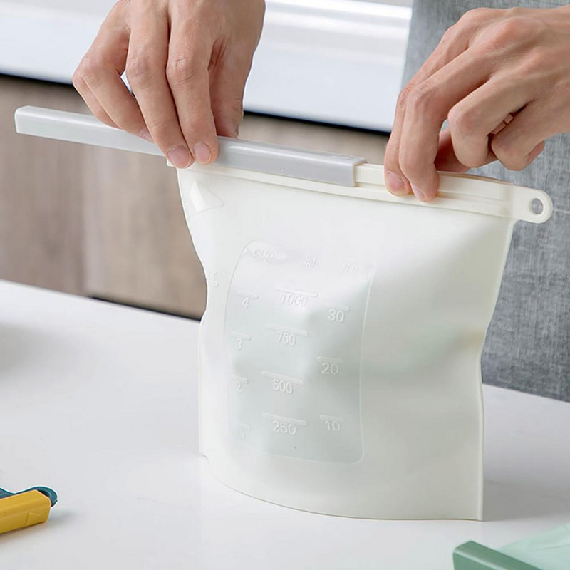 Silikonska vrećica za hranu, velika za višekratnu upotrebu, svježe zatvorena zamrzivač za čuvanje, hermetički zatvorena posuda za pohranu visokog kapaciteta, spremnici s patentnim zatvaračem