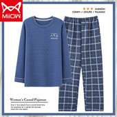 Novi model muške pidžame od bluze s okruglim izrezom i kariranih hlača