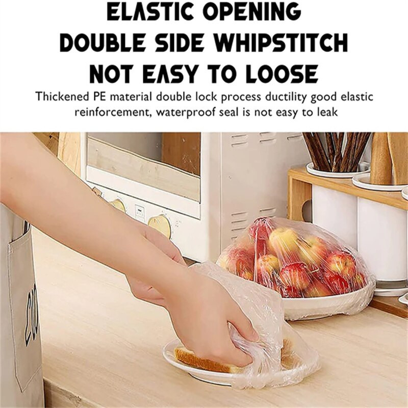 100 vnt. Daugkartinio naudojimo maisto laikymo užvalkalai Dubenėlių maišeliai, Reguliuojamas tempimas Universalūs maisto produktai šviežiai laikomi maišeliai virtuvės reikmenys