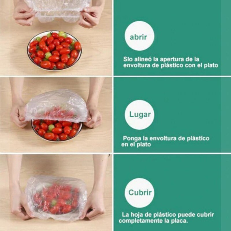 100 vnt. Daugkartinio naudojimo maisto laikymo užvalkalai Dubenėlių maišeliai, Reguliuojamas tempimas Universalūs maisto produktai šviežiai laikomi maišeliai virtuvės reikmenys