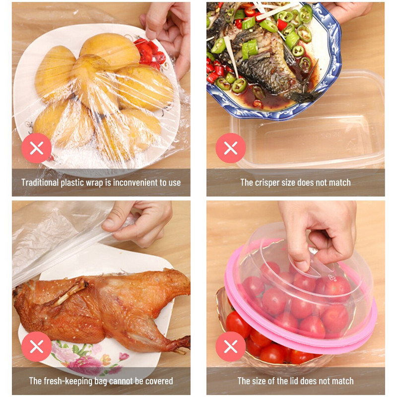 Hot 100 buc. Folie de plastic groase de unică folosință, reutilizabilă, de uz casnic, pentru frigider pentru alimente, capac pentru bol, inoxidabil, saci de vid, capac elastic