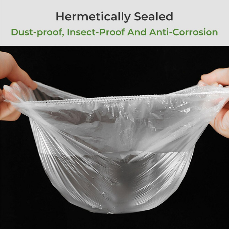 Hot 100 buc. Folie de plastic groase de unică folosință, reutilizabilă, de uz casnic, pentru frigider pentru alimente, capac pentru bol, inoxidabil, saci de vid, capac elastic