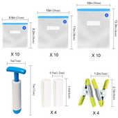 Vákuové balenie Sous Vide, súprava na opakované použitie, vrecká na skladovanie potravín so vzduchovým ventilom a vzduchovou pumpou Work by Handle