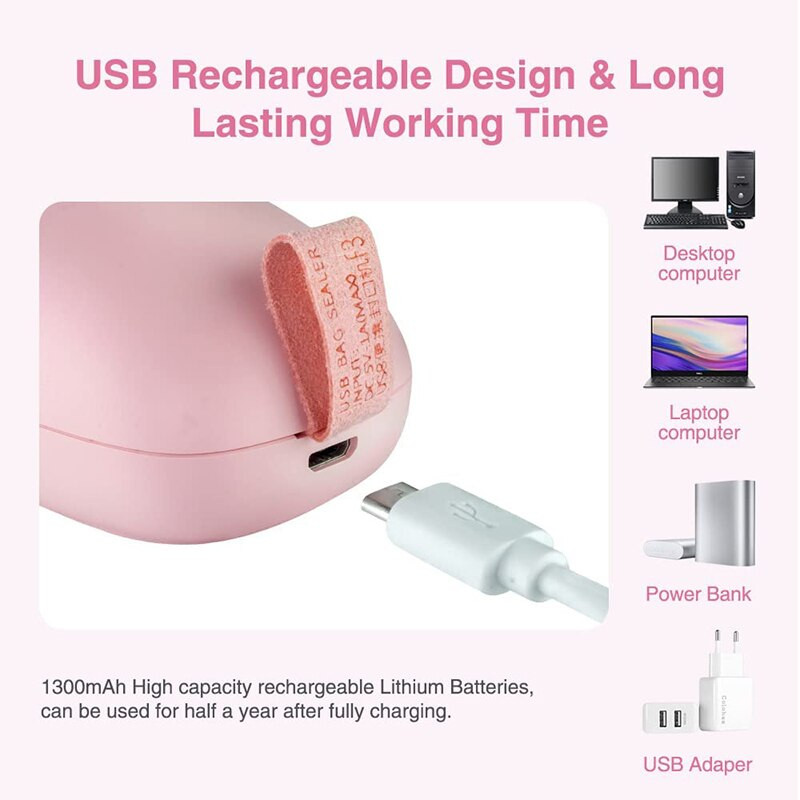 Prenosný tesniaci stroj, mini tepelný uzatvárací stroj na vrecko, domáci tesniaci klip, nabíjanie cez USB, vykurovanie, uzatváranie plastových vreciek, kuchynský doplnok