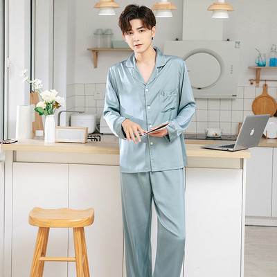 Naujo modelio vyriška dviejų dalių satino pižama