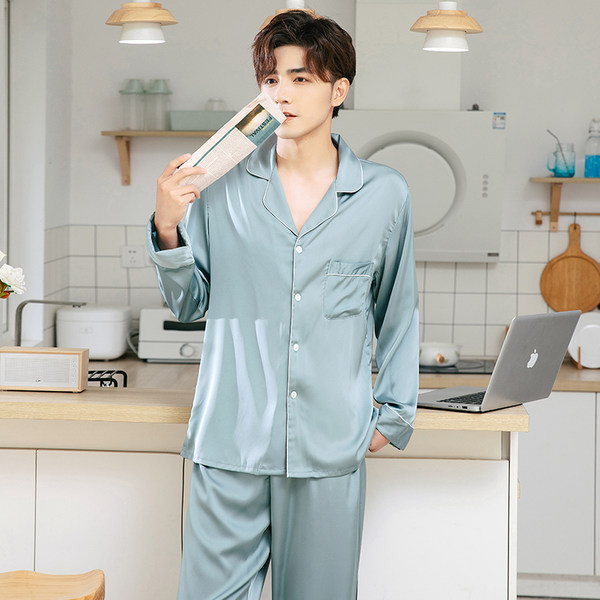Naujo modelio vyriška dviejų dalių satino pižama
