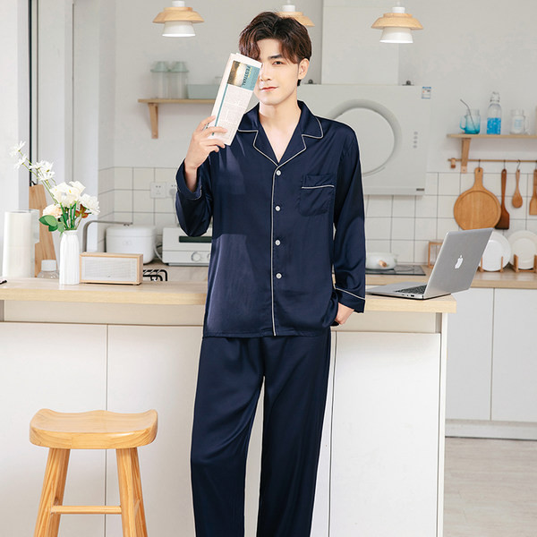 Naujo modelio vyriška dviejų dalių satino pižama