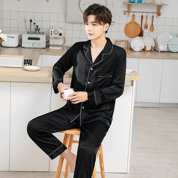 Naujo modelio vyriška dviejų dalių satino pižama