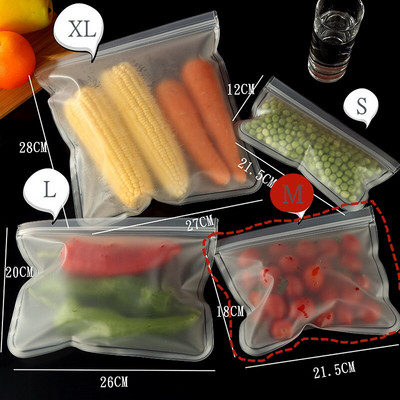 8/12/16/20/5Pcs/Set PEVA vrećica za pohranu Spremnici za pohranu hrane Vakuumska zatvorena vrećica za zamrzavanje Višekratna nepropusna vrećica za grickalice, voće i svježe voće