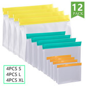 12 bucăți/set Stand Up PEVA Sac de depozitare a alimentelor Upgrade rezistent la scurgeri Top Stand Up Reutilizabil Congelator Sandwich Ziplock Geantă din silicon Dropship