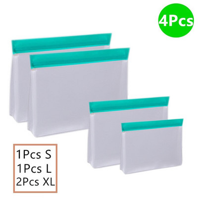 12 bucăți/set Stand Up PEVA Sac de depozitare a alimentelor Upgrade rezistent la scurgeri Top Stand Up Reutilizabil Congelator Sandwich Ziplock Geantă din silicon Dropship