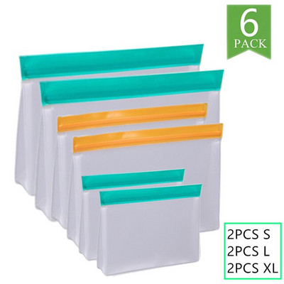 12 bucăți/set Stand Up PEVA Sac de depozitare a alimentelor Upgrade rezistent la scurgeri Top Stand Up Reutilizabil Congelator Sandwich Ziplock Geantă din silicon Dropship