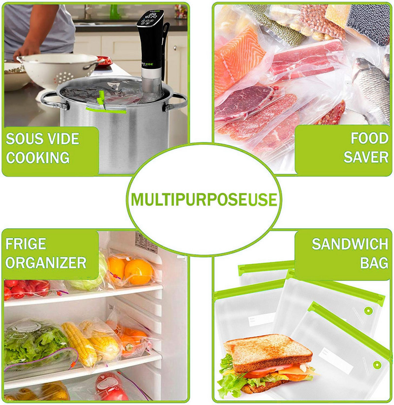 Vákuové balenie Sous Vide vrecko na opakované použitie s ventilom a vzduchovou pumpou Work by Handle