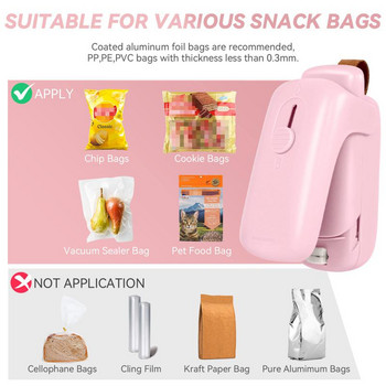 Μηχάνημα σφράγισης Mini Heat Bag Sealer Bags Θερμικές πλαστικές σακούλες τροφίμων Κλείσιμο φορητό στεγανοποιητικό τσάντα κλιπ Αξεσουάρ κουζίνας