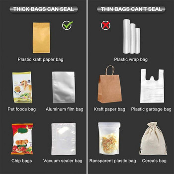 2 σε 1 Mini Bag Sealer Rechargeable Handheld Portable Heat Sealers Vacuum Heat Sealers & Cutter Plastic Bags Storage Πακέτο τροφίμων