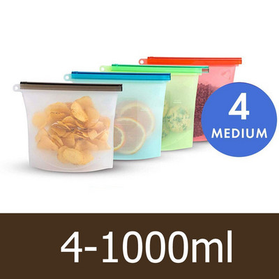 Silikónové vrecko na potraviny s opakovaným použitím 1000 ml 1500 ml, vzduchotesné tesnenie, silikónové vrecká na potraviny so zipsom, úložný kontajner, mraziace vrecká na čerstvé potraviny