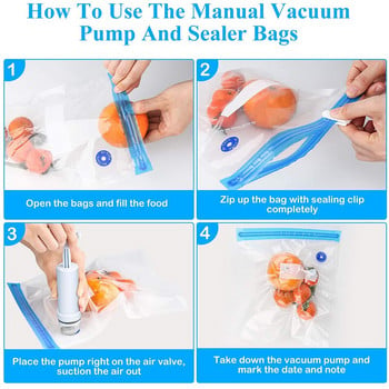 Вакуумно затворени торби с цип за съхранение Контейнер за фризер за многократна употреба Sous Vide Органайзер за готвене и храна Поддържайте свежест със запечатващи щипки