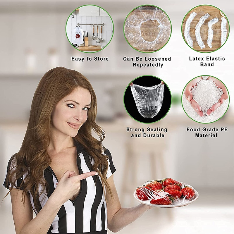 Plastične folije za višekratnu upotrebu Vreće za čuvanje svježeg materijala Elastične PE navlake za pohranu hrane Brtvljenje rastezljivih poklopaca za zdjele Kuhinjski dodaci Alati za hranu