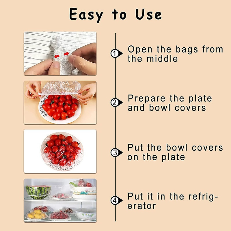 Plastične folije za višekratnu upotrebu Vreće za čuvanje svježeg materijala Elastične PE navlake za pohranu hrane Brtvljenje rastezljivih poklopaca za zdjele Kuhinjski dodaci Alati za hranu