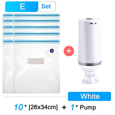 Elektrická ručná vákuová pumpa, vákuové úložné vrecká na potraviny, fólia, USB uzatvárací stroj na kuchynské nádoby, vákuové vrecká so zipsom 5/10 ks